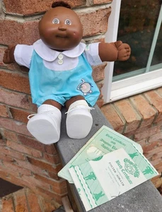1985 CPK repollo parche niño prematuro~aa~africanoamérica~certificado de nacimiento OAA~TRAJE~ZAPATOS - Imagen 1 de 20