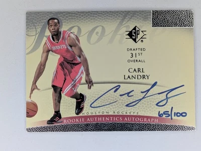 2007-08 SP Authentic Auto #136 Carl Landry #/100 Rookie Rockets RC Card - Image 1 of 2