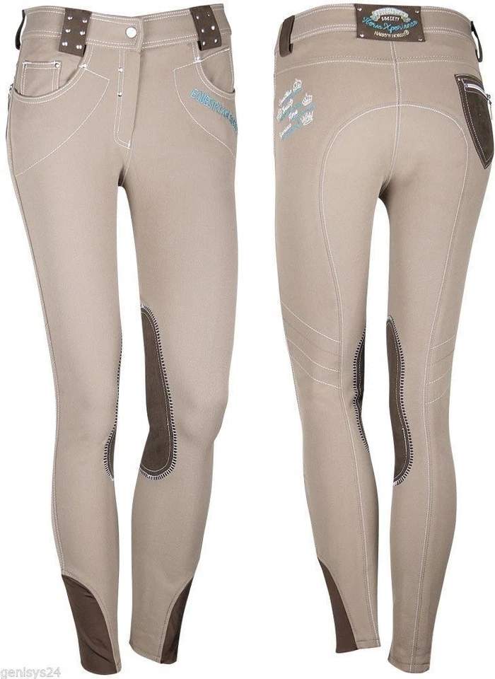 Harrys Horse Damenreithose Richmond, Strass und Ziernähte, Kniebesatz, taupe gra - Bild 1 von 1