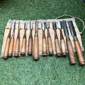 Vintage Japanese Chisel Set 12pcs / Kocho & Others Mixed Woodworking Tools #2210 - Picture 1 of 13