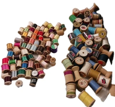 110 carretes de madera de colores mezclados de hilo vintage para decoración o manualidades - 5 de seda Foto 1 de 4