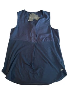 Armani Exchange Damen Top M dunkelblau ärmellos Tank Freizeit Lagenlook neu mit Etikett - Bild 1 von 11