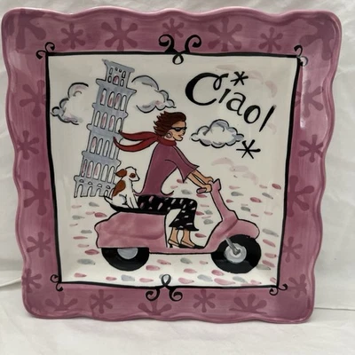 "Plato de 9"" Jennifer Brinley Certificado Internacional Ciao Italia, Raro en todo el mundo" Foto 1 de 3