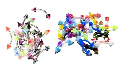 5 piezas 16g 8mm Acrílico y Acero 316L A Granel Cejas Barra Curvada Pendientes Piercing Joyería Foto 1 de 4