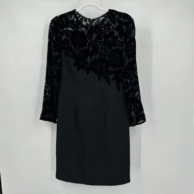 Vestido de cóctel floral de terciopelo Carmen Marc Valvo para mujer Old Money Burn Out talla 6 Foto 1 de 4