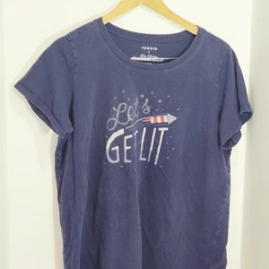 Torrid 2X Let's Get Lit Blue Graphic T-Shirt - Bild 1 von 3