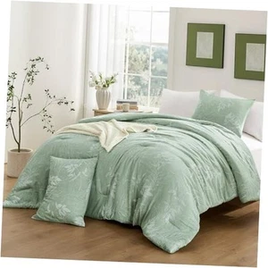 King Size Comforter Set - 3 Pieces Sage Green Bedding Comforter Sets, - Picture 1 of 8