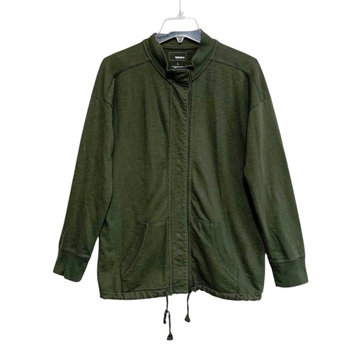 VETEMENTS Sonoma Felpa Snap Up Giacca Donna Tg Large Verde Oliva Tasche Leggera