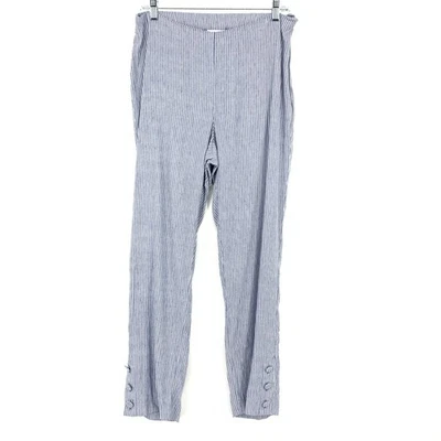 Pantalones elásticos de lino J. Jill para mujer talla MT azul blanco detalle de botones a rayas Foto 1 de 4