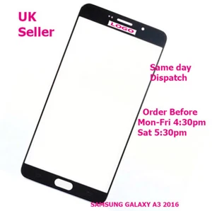 For Samsung Galaxy A3 2016 A310F Front Outer Screen Lens Glass Black uk seller. - Picture 1 of 2