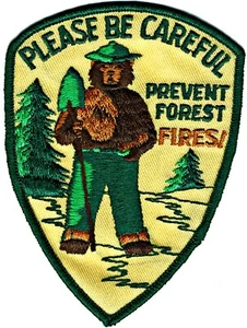 OFFICIAL SMOKEY BEAR Patch Iron-on Embroidered Retro Boy Girl Friend Gift - NEW - Picture 1 of 2
