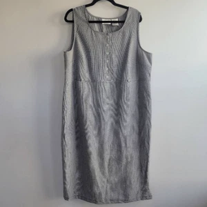 Vintage 90s sleeveless tank dress houndstooth print button front - Picture 1 of 8