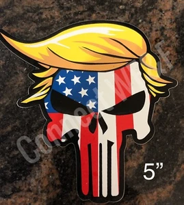 (2) 2024 Donald Trump Hair Skull MAGA Punisher 5” Die Cut Bumper Window Sticker - Picture 1 of 1