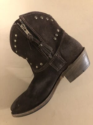 Wmns размер 7,5 «Луиза» коричневый замши кожи Western ковбойские короткие ботинки США с заклепками - Изображение 1 из 4