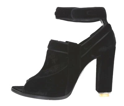 GIVENCHY Women's Black Velvet Leather Ankle Strap Open Toe Boots Sz. 38 - Image 1 of 4