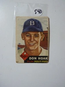 VINTAGE BASEBALL CARD TOPPS 1953 BROOKLIN DODGERS DON HOAK NO540 - Picture 1 of 2