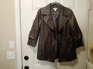 Womans Blazer Jacket Christopher Banks Size Large L Greenish Gray Nylon - Picture 1 of 10