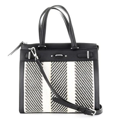 Calvin Klein Raffia Roxy 托特包/单肩包/手提包/钱包 248 美元,黑色/白色 — 第 1/4 张图片