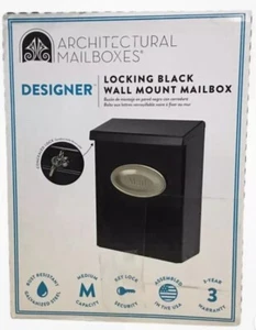 ARCHITECTURAL MAILBOXES DESIGNER Locking Black Wall Mount Mailbox - Picture 1 of 3