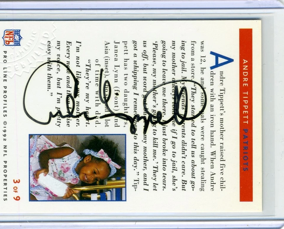 Andre Tippett HOF 1992 Pro Line Profiles Certified Autograph Auto Card - Image 1 of 1