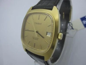 NOS NEW QUARTZ SWISS MADE DATE GOLD PL TISSOT STYLIST MEN'S ANALOG WATCH 1980' - Picture 1 of 4
