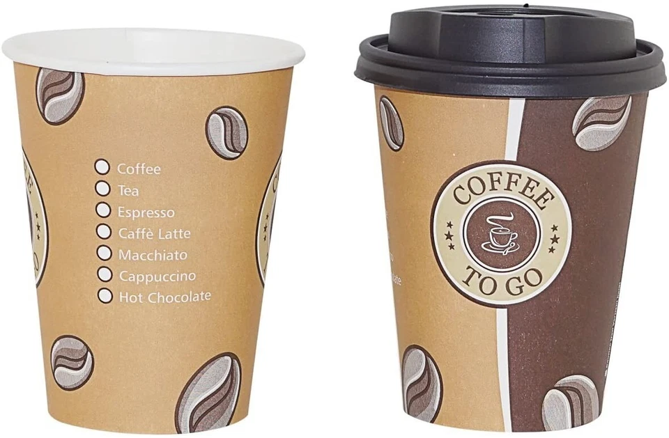 GASTRO-BEDARF-GUTHEIL Top Pappbecher 0,3 L Kaffeebecher Coffee To Go 300ml mit/ohne Deckel