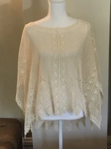 Poncho de ganchillo Anthropologie gorrión marfil talla XS-S - Imagen 1 de 7