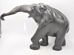 Antike Vintage schwarze Holz Ebenholz Deko Elefant Statue Figur - 3,9 kg - Bild 1 von 24