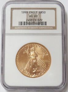 1997 GOLD (NGC ERROR 1999) AMERICAN EAGLE $50 COIN 1 OZ NGC MS 69