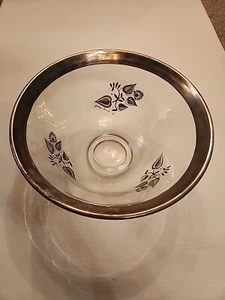 Vintage MCM Georges Briard Large 10 Inch Glass Serving Bowl Black & Silver - Picture 1 of 7