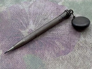 1920s Wahl-Eversharp Sterling Silver Ripple Pattern Pencil w/Pin-on Chain - Picture 1 of 10