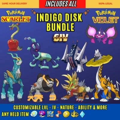 Pokémon Scarlet and Violet ⭐️ INDIGO DISK EXCLUSIVES ⭐️ BUNDLE OF 8 ⭐️ 6IV ⭐️ - Image 1 of 2
