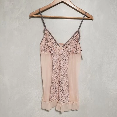 Camisola DKNY Rosa Claro Gris Encaje Volantes Talla L Foto 1 de 4