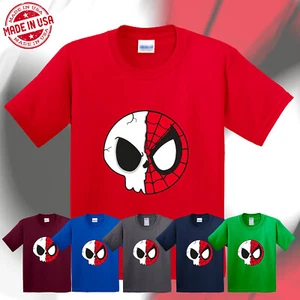 Spider Cartoon Face Kids T-Shirts Funny Causal Graphic USA Birthday Gift Tee - Picture 1 of 14