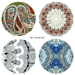 Pottery Barn PAISLEY 8.75" Salad Plate Set 4Pc Mid Century Textile Print Mint - Picture 1 of 12