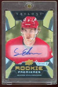 2023-24 UD Trilogy Rookie Premieres Gold #250 Simon Edvinsson Autograph 2/3 - Picture 1 of 2