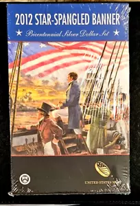 2012 STAR SPANGLED-BANNER BICENTENNIAL COMMEM SILVER DOLLAR SET Mint Sealed UNC - Picture 1 of 2
