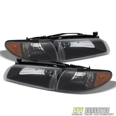 Faros negros Pontiac Grand Prix 1997-2003 con par de luces de señal de esquina 97-03 Foto 1 de 4