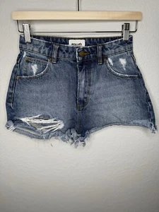 Rollas Dusters Jeansshorts Gr. 25 High Rise Relaxed Cutoff Denim Boho Festival - Bild 1 von 10