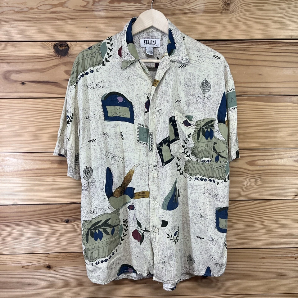 Camisa De Colección Cellini Mediana Rayón Botón Huille Dolives Rue Ginoux Café Bird B14 Foto 1 de 4