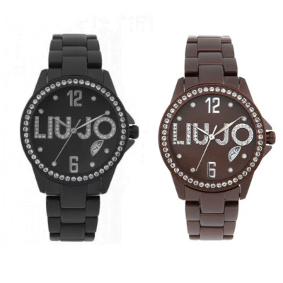 Orologio Donna LIU JO Luxury FLY Alluminio Colorato Nero Marrone Swarovski Lady - Immagine 1 di 4