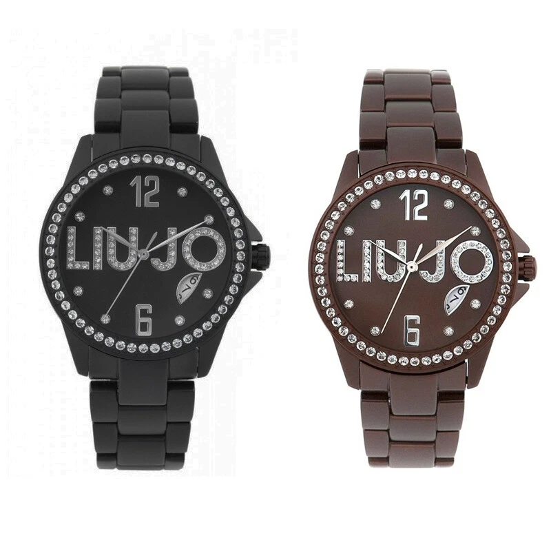 Orologio Donna LIU JO Luxury FLY Alluminio Colorato Nero Marrone Swarovski Lady - Immagine 1 di 4