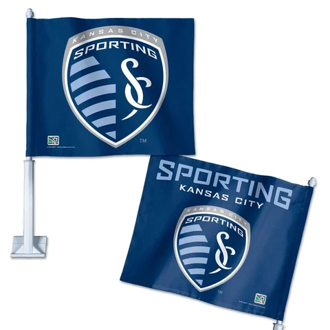 (Set of 2 included) Official MLS Sporting Kansas City Car Flags 11.75" X 14" Cover