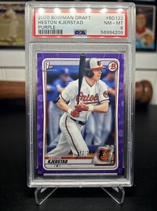 PSA 8 Heston Kjerstad 2020 Bowman Draft Purple 1st Bowman #142/250 #BD122