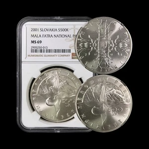 SLOVAKIA. 2001, 500 Korun, Silver - NGC MS69 - Top Pop 🥇 Malá Fatra Park - Picture 1 of 5