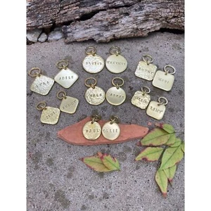 THICK Pet ID Name Tags Highest Quality Custom Hand-Stamped Brass Collar Heavy - Picture 1 of 10