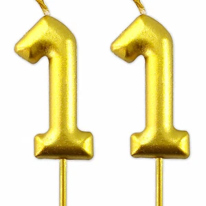 Gold Number 11 Candle 11th Birthday Party Cake Decoration Anniversary age year - Picture 1 of 11