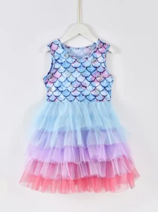 New The Little Mermaid Blue/Pink 6-7Y Costume Fancy Girl Dress Up Outfit - Picture 1 of 6