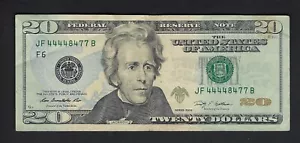 2009 U.S. $20 Dollar Bill Fancy Serial Number Green Seal Off-Centered - Picture 1 of 4