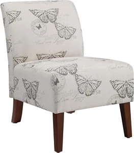 Butterfly, Dark Espresso Linen Lily Chair, 21.5" W X 29.5" D X 31.5" H - Picture 1 of 12